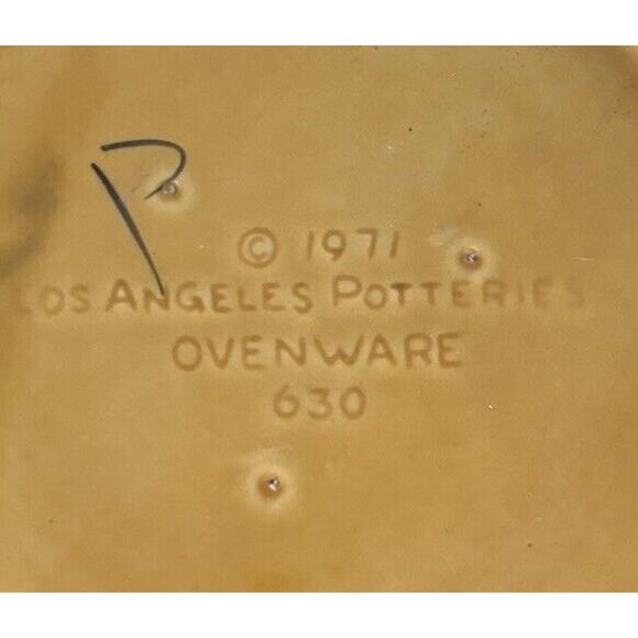Los Angeles Potteries 9" Pie Plate Fruit Pattern 1970’s Era 1971 ovenware 630 - Picture 5 of 7